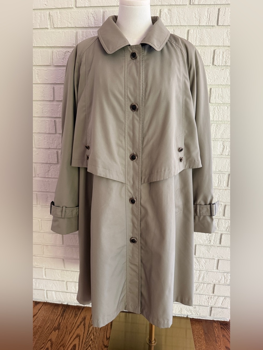 Vintage Misty Harbor Trench Coat Size 18 Tan Plaid Lined